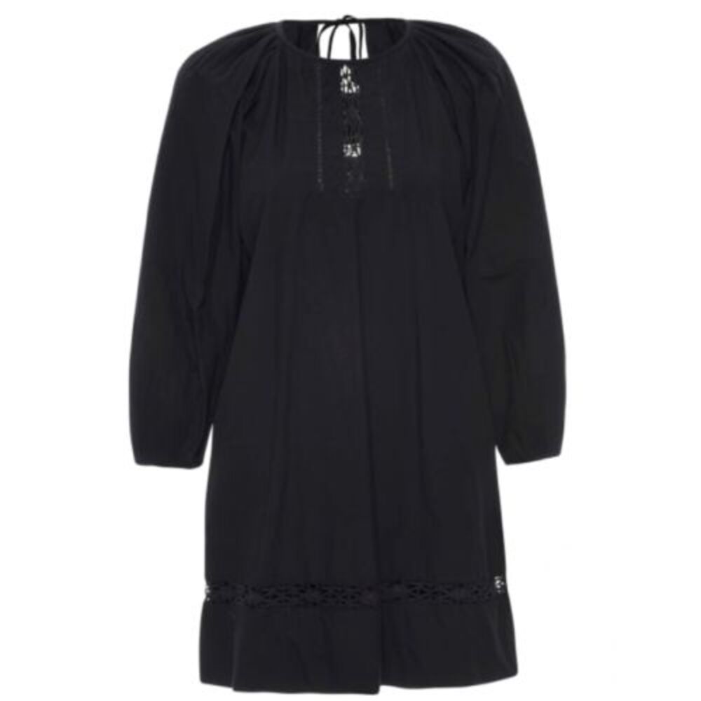 St. Roche NWT Fountain Dress Size 4 Black Pleated Sleeves Crochet MSRP $285